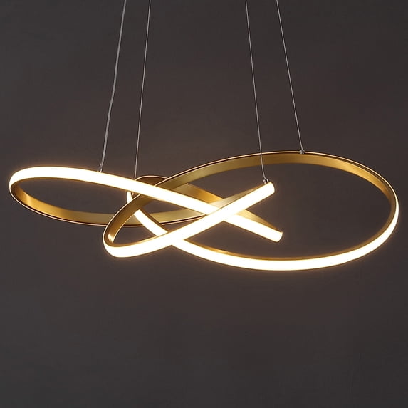JONATHAN Y Alexia 25" Abstract Integrated LED Metal Adjustable Pendant, Gold Painting