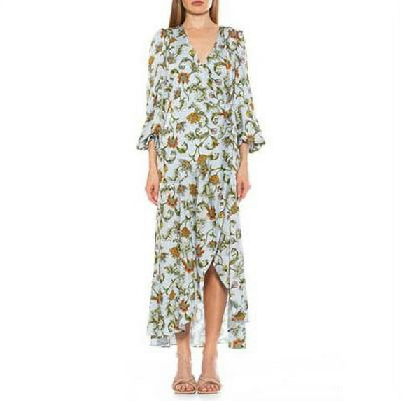 Alexia Admor Women's Tala Wrap Maxi Dress, 6, slate paisley, Size 6