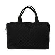 Alexis Bendel Black Nylon Checkered Pattern Travel Duffle Tote Bag for Women