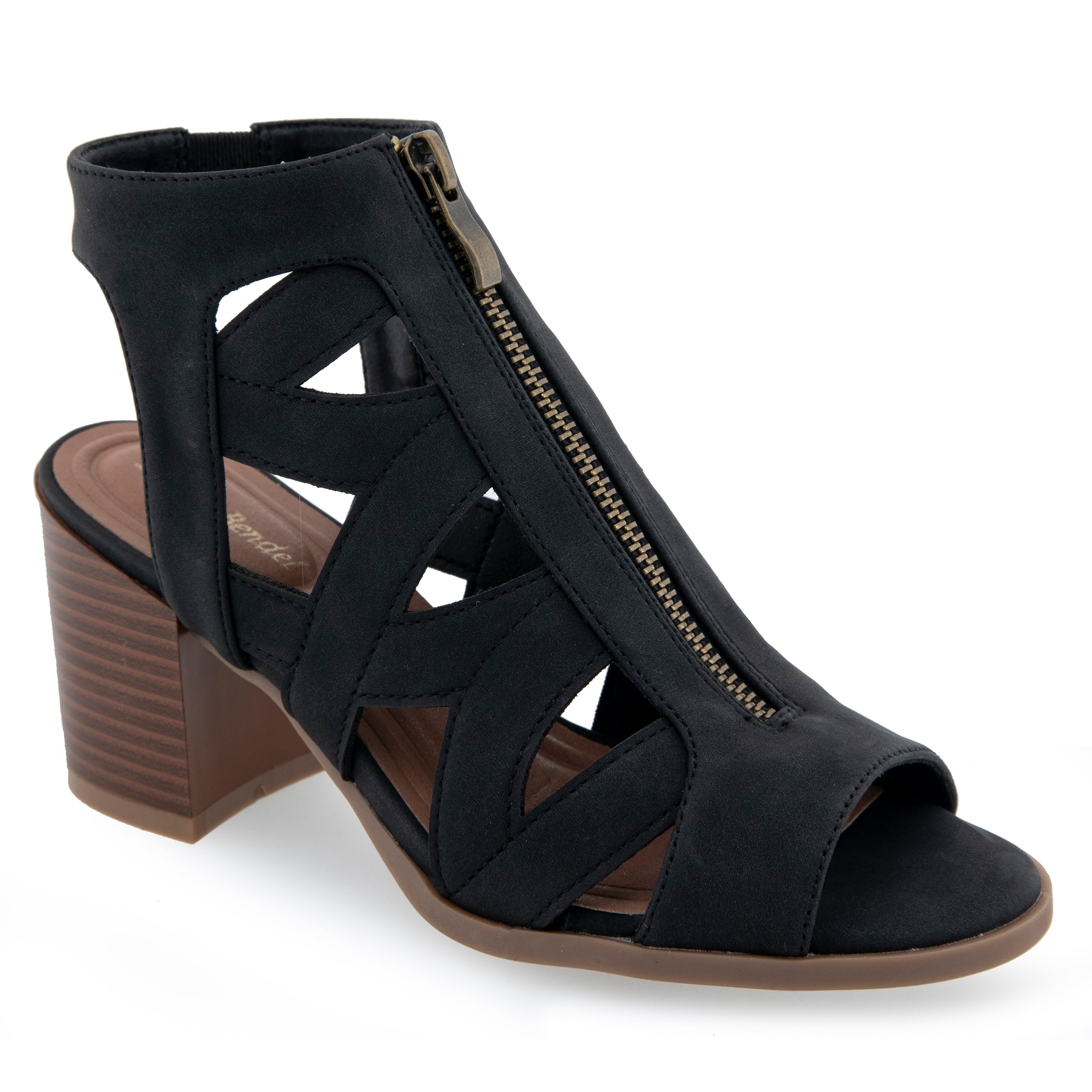 Alexis Bendel Ladies Black Nubuck Leather Heel Sandals Size 6.5