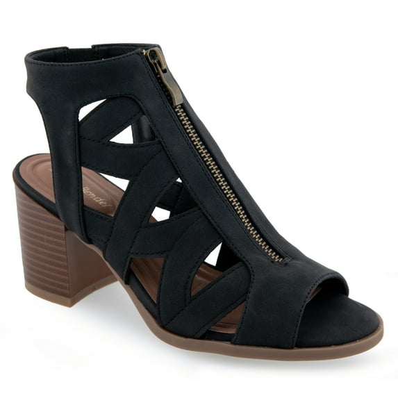 Alexis Bendel Ladies Black Nubuck Leather Heel Sandals Size 8.5