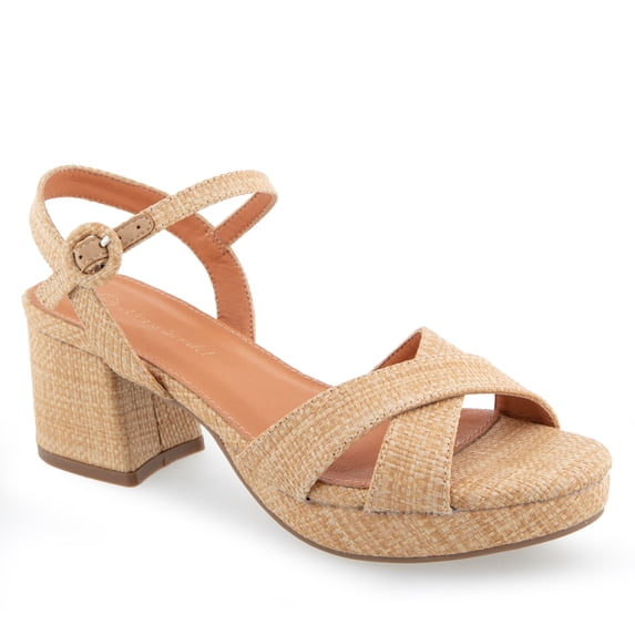Alexis Bendel Ladies Natural Raffia/PU Sandals Size 6.5