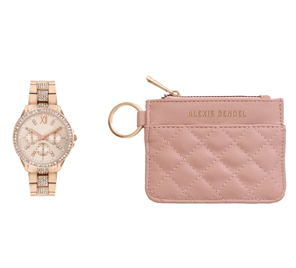 Alexis Bendel Women\'s Gold Watch Gift Set with Pink Travel Bag Alexis Bendel Women main image 2