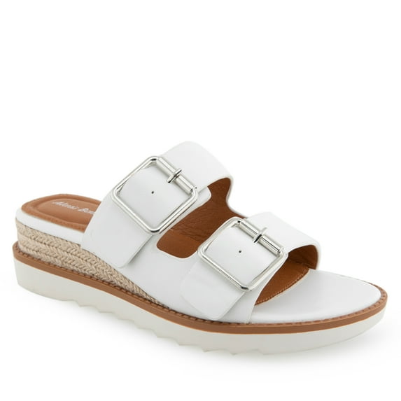 Alexis Bendel Ladies White Vachetta Leather Wedge Sandals Size 8