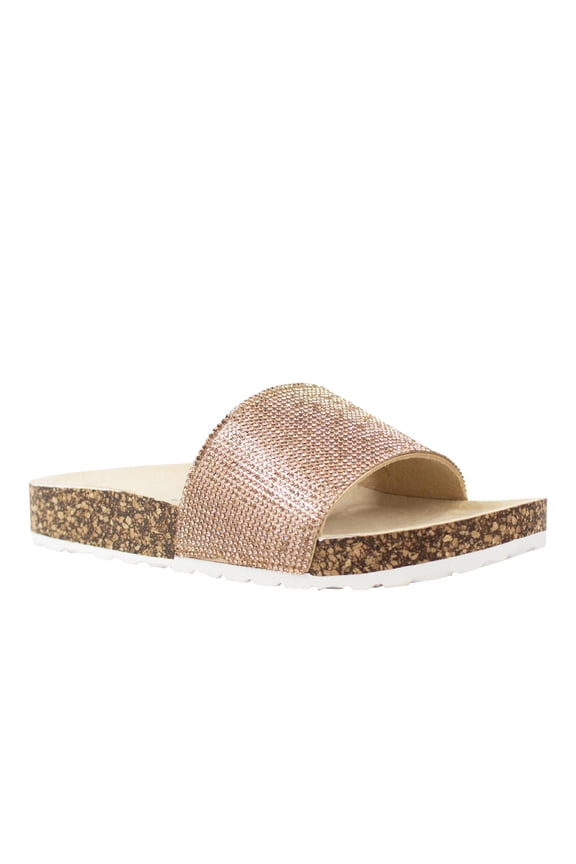 Women's Adult Comfort Rhinestone Embellished Slide Sandal