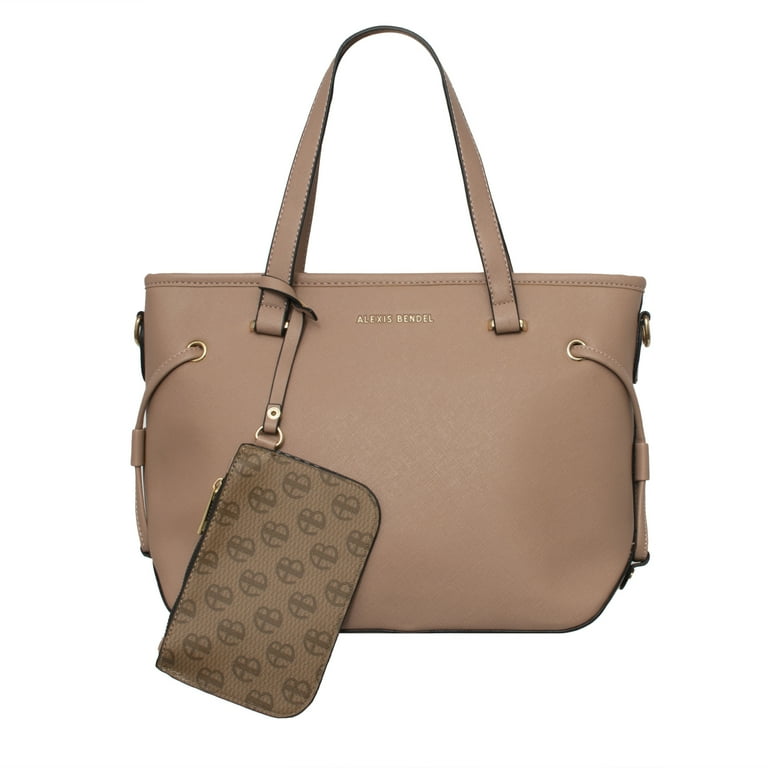 Alexis Bendel Women s Mauve Saffiano Leather Everyday Satchel Bag withCoin Pouch
