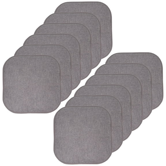 Alexis Memory Foam No Slip Back 16 x 16 Chair Pad Cushion 12 Pack - Gray-Silver