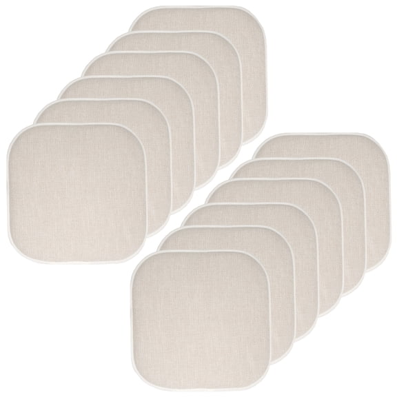 Alexis Memory Foam No Slip Back 16 x 16 Chair Pad Cushion 12 Pack - Linen-Beige
