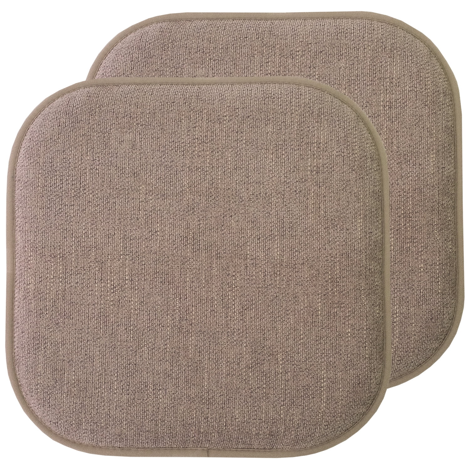 Alexis Chocolate Memory Foam Non-Slip Chair Cushion Set, 16" x 16", 2-Pack