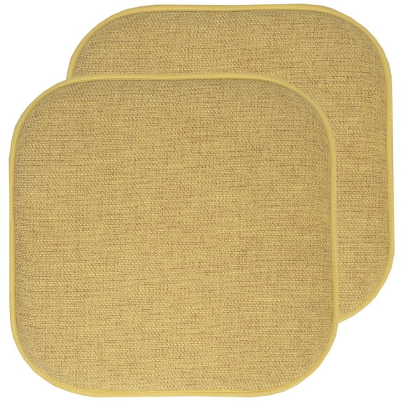 Alexis Memory Foam No Slip Back 16 x 16 Chair Pad Cushion 2 Pack - Gold