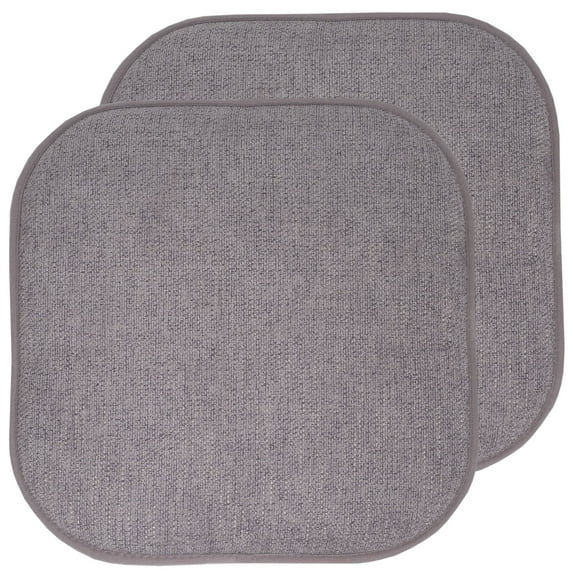 Alexis Memory Foam Indoor Non Slip Back 16" x 16" Universal Chair Pad Cushion, 2-Pack, Gray/Silver