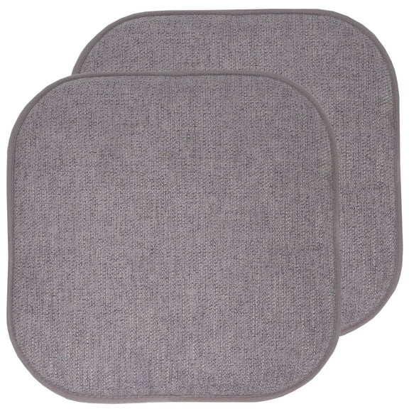 Alexis Memory Foam Indoor Non Slip Back 16" x 16" Universal Chair Pad Cushion, 2-Pack, Gray/Silver