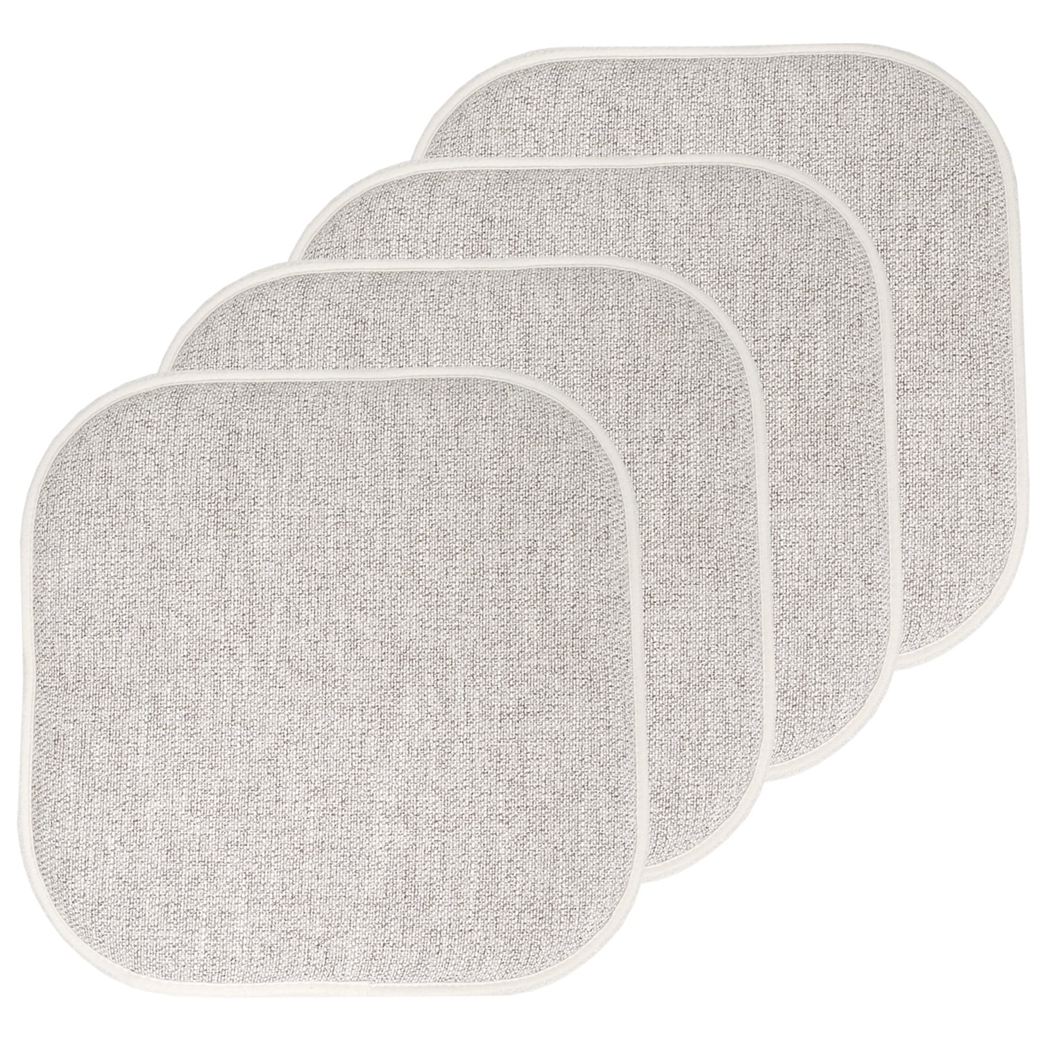 Alexis Memory Foam No Slip Back 16 x 16 Chair Pad Cushion 4 Pack - Cream-Brown
