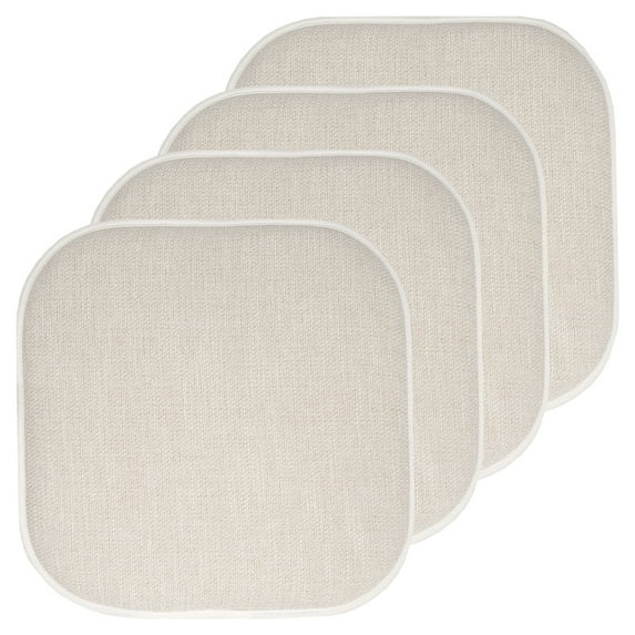 Alexis Memory Foam No Slip Back 16 x 16 Chair Pad Cushion 4 Pack - Linen-Beige
