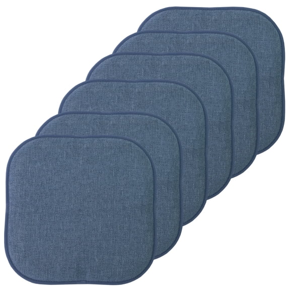 Alexis Memory Foam No Slip Back 16 x 16 Chair Pad Cushion 6 Pack - Denim