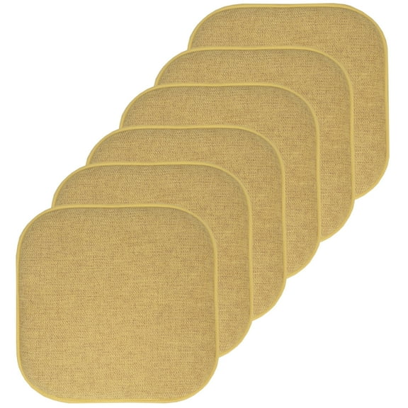 Alexis Memory Foam No Slip Back 16 x 16 Chair Pad Cushion 6 Pack - Gold