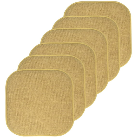 Alexis Memory Foam Indoor Non Slip Back 16" x 16" Universal Chair Pad Cushion, 6-Pack, Gold