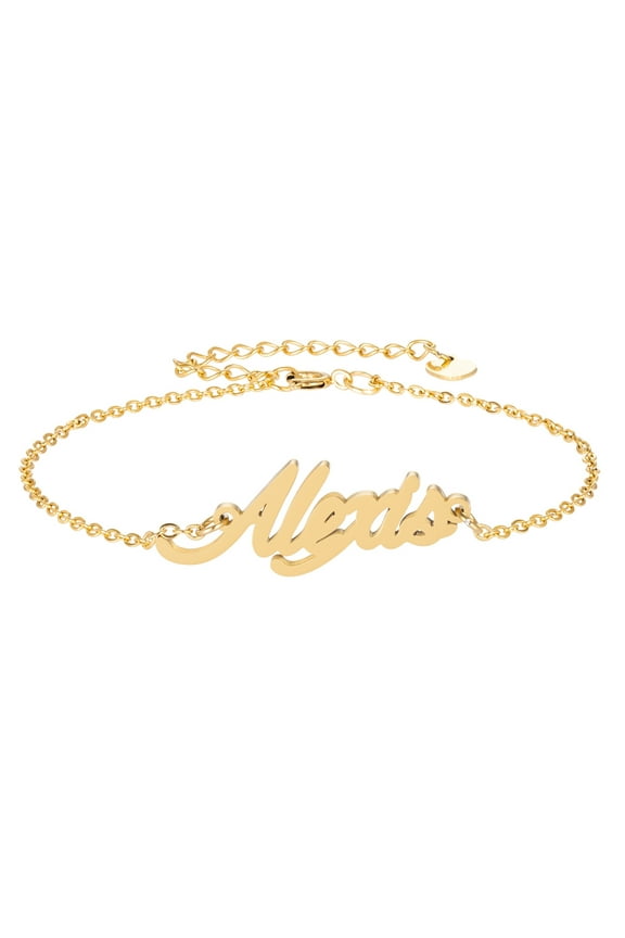Alexis Name Bracelet Gold Dainty Initial Name Chain Bracelets for Girls Graduation Gift
