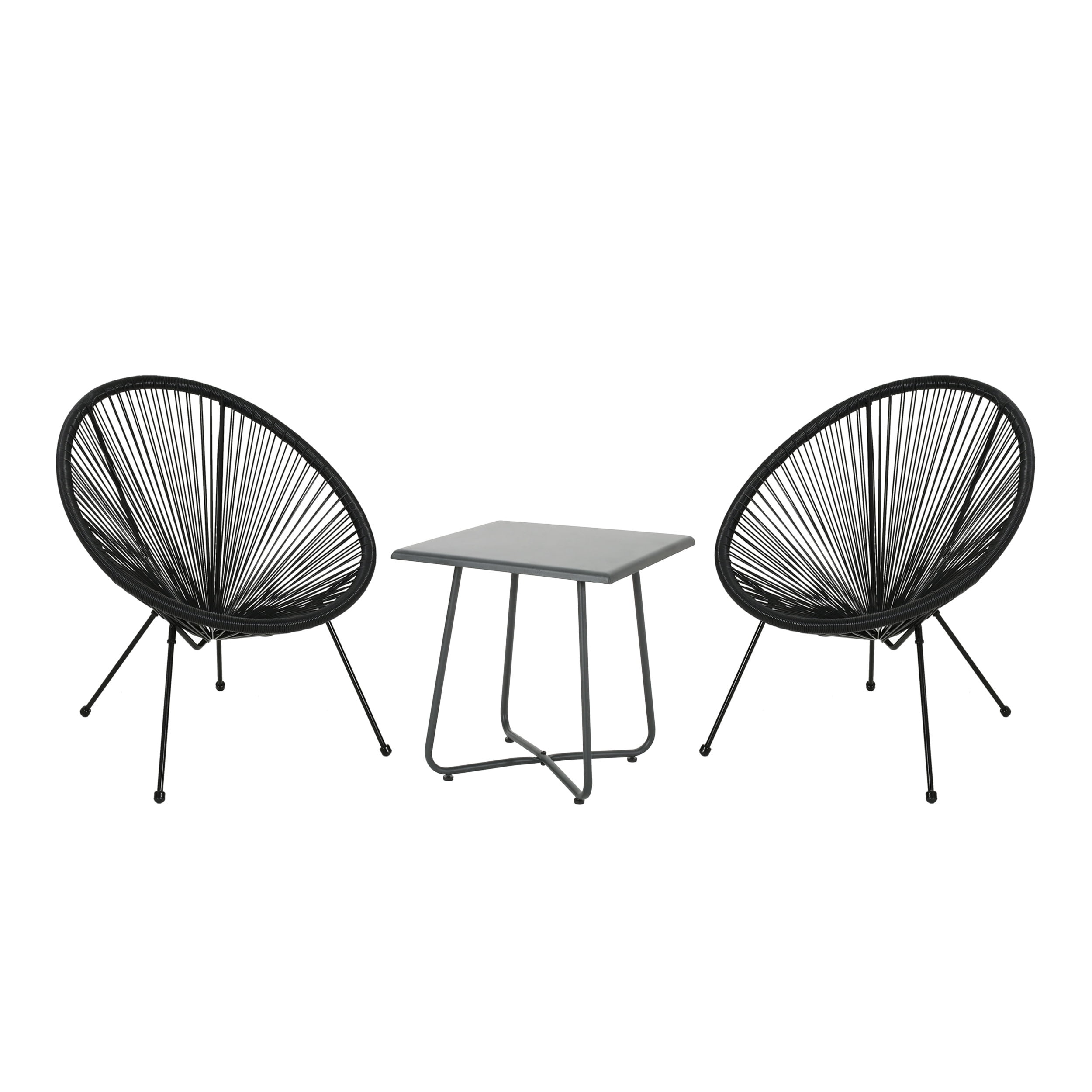 Black and Gray Steel Frame 2-Person Outdoor Chat Set