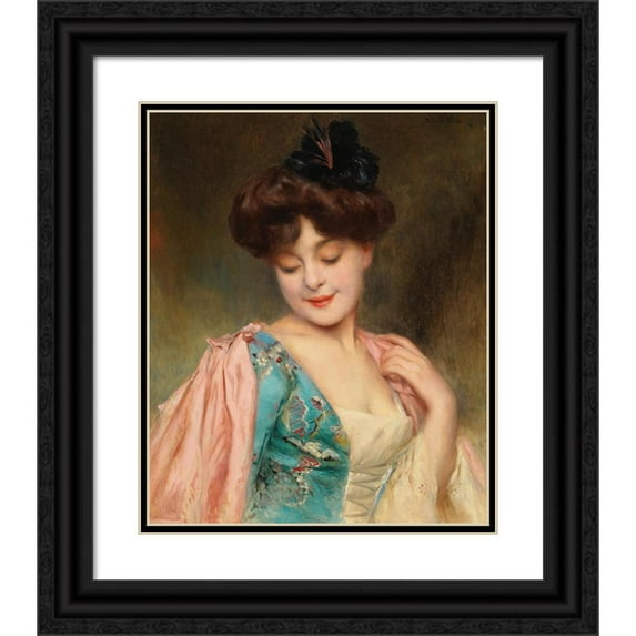 Alexis Vollon 20x24 Black Ornate Framed Double Matted Museum Art Print Titled: A Coquette Lady