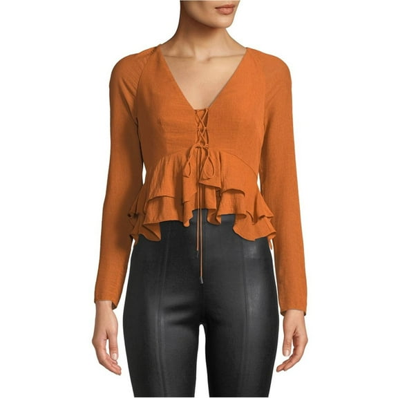 Alexis Womens Reagan Peplum Blouse, Orange, Small