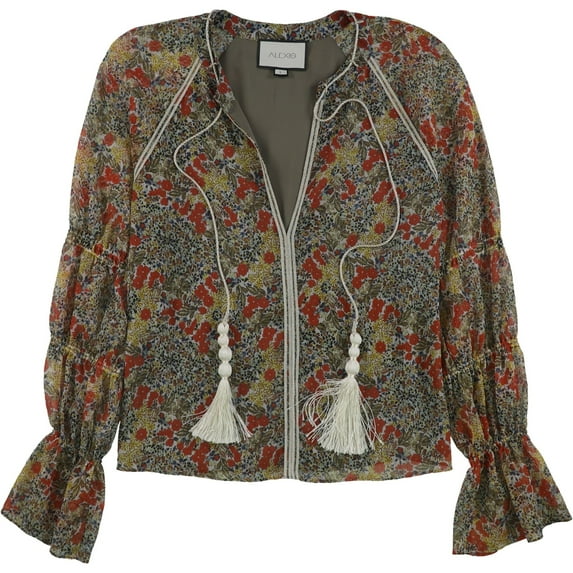 Alexis Womens Tie-Neck Pullover Blouse, Multicoloured, Large