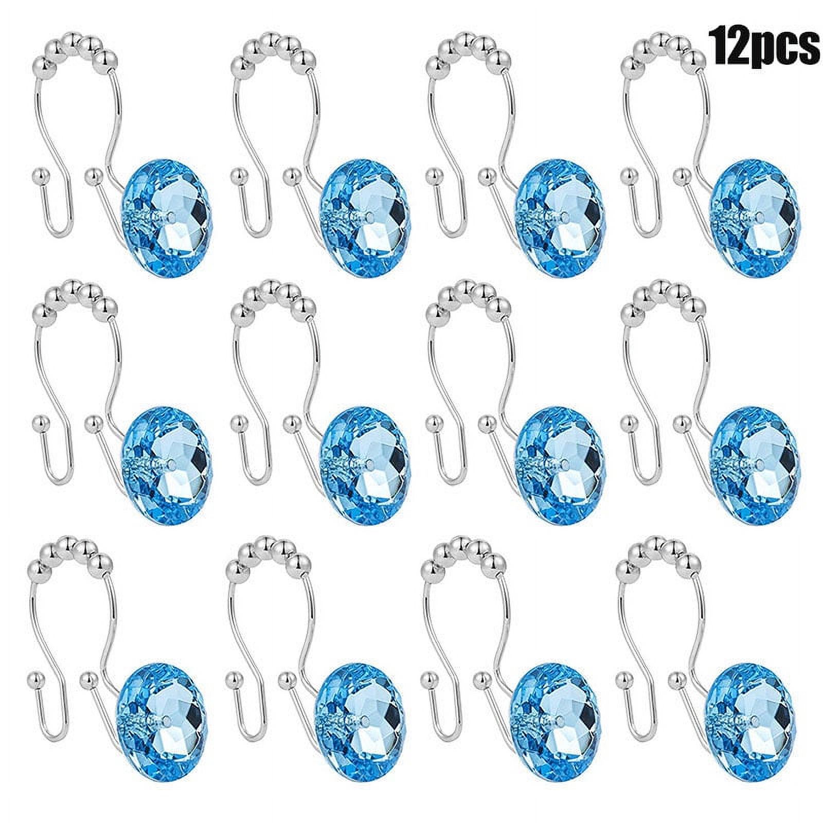 Alexsix 12 Pcs Stainless Steel Decorative Shower Curtain Hooks Acrylic Clear Shower Curtain
