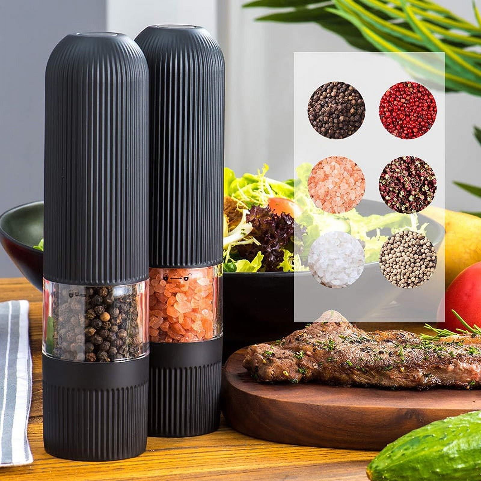 Electric Salt and Pepper Grinder Set - Battery Operated Pepper Mill  Automatic Ba