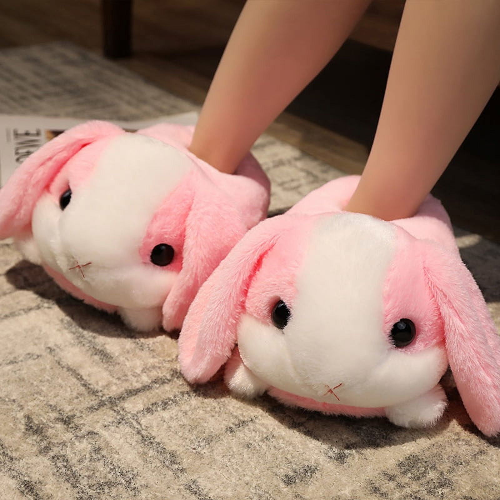 svulst Hver uge vaccination Alexsix Rabbit/Hamster/Dog Shaped Plush Slippers Creative Wrapping Fuzzy  Warm Lined Winter Drag Shoes For Adults Indoors 35-41Cm - Walmart.com
