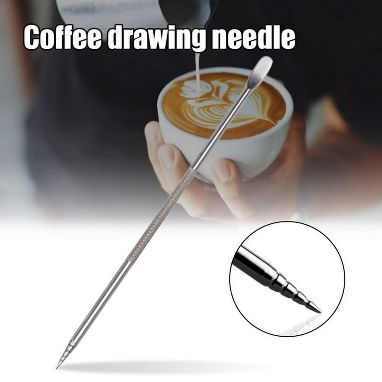 Coffee Art Pen, Coffee Fancy Art Needle Barista Tool, Wood Handle Stainless  Decorating Coffee Art N
