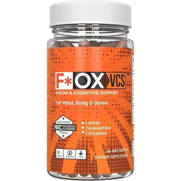 Alexsyn F*OX>VCS Protect Eyes and Brain with Antioxidants & Nutrients Lutein, Zeaxanthin & Citicoline, 60 Capsules