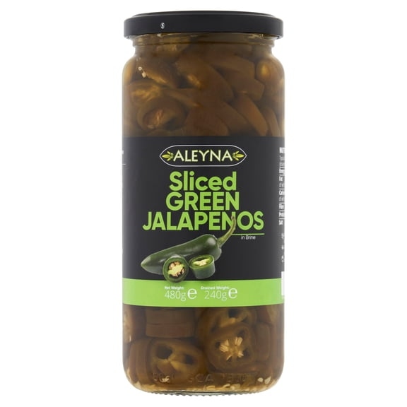 Aleyna Sliced Green Jalapeno Peppers 480G, Imported from Britain
