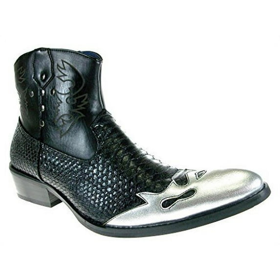 Alfa Men's M1794 Short Westren Cowboy Boots Faux Snake Skin