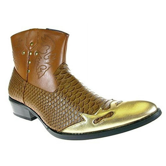 Alfa Men's M1794 Short Westren Cowboy Boots Faux Snake Skin