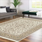 Alfa Rich 3x5 Area Rugs, Ultra-Thin, Oriental, Beige and Cream Rug, Non-Slip, Machine Washable, Easy Clean, Pet Friendly Runner Rugs, Laundry Rugs