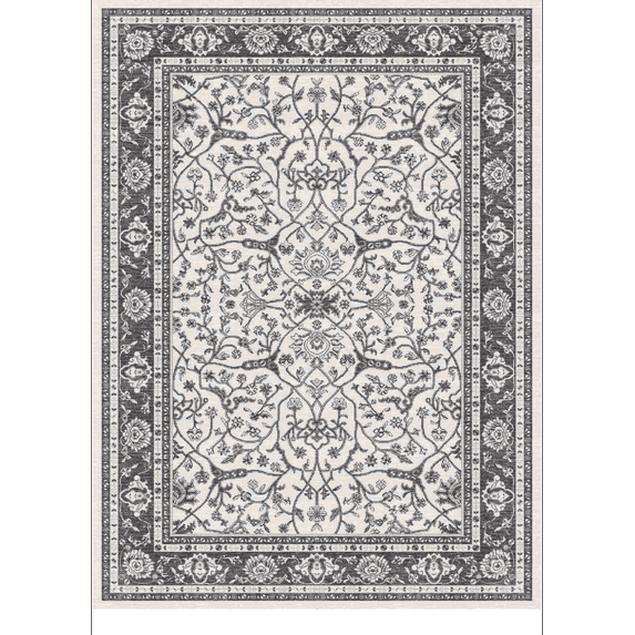 Alfa Rich 3x5 Area Rugs, Ultra-Thin Oriental Cream Black Rug, Non-Slip Machine Washable, Easy Clean, Pet Friendly Runner Rugs, Laundry Rugs