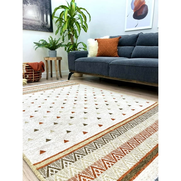 Alfa Rich 3x5 Beige Terracotta Area Rugs for Living Room Bedroom Washable Cotton Pet Friendly Runner