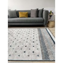 Alfa Rich 3x5 Blue Cream Area Rugs for Living Room Decor Cotton Washable Pet Friendly Runner