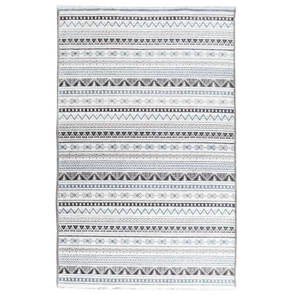 Alfa Rich 3x5 Blue Gray Area Rugs for Living Room Bedroom Aztec Cotton Washable Pet Friendly Runner