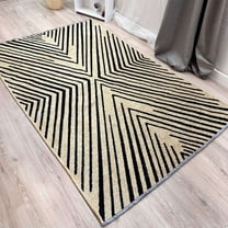 Alfa Rich 3x5 Geometric Pattern Beige Black Washable Woven Cotton Runner Rugs