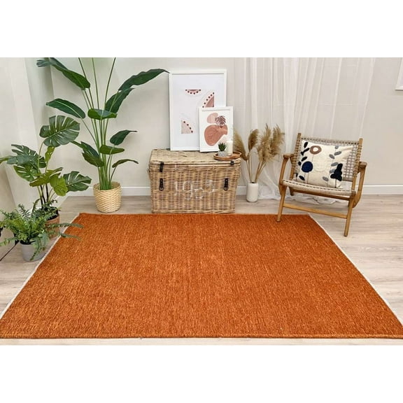 Alfa Rich 3x5 Orange Area Rugs for Living Room Bedroom Kitchen Cotton Washable Pet Friendly Runner