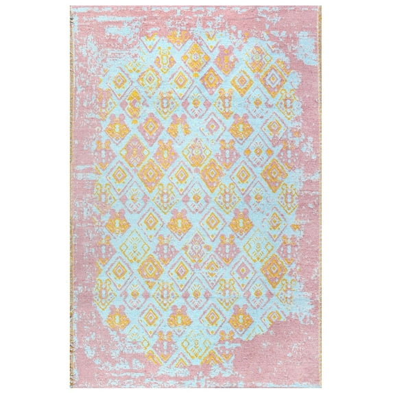 Alfa Rich 3x5 Pink Orange Teal Reversible Area Rugs for Bedroom Decor Washable Pet Friendly Runner