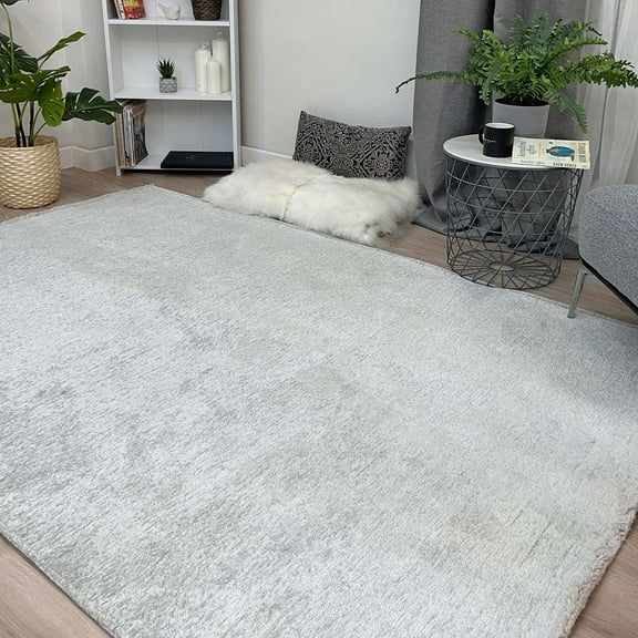 Alfa Rich 3x5 Silver Gray Area Rugs for Living Room Bedroom Cotton Washable Pet Friendly Runner