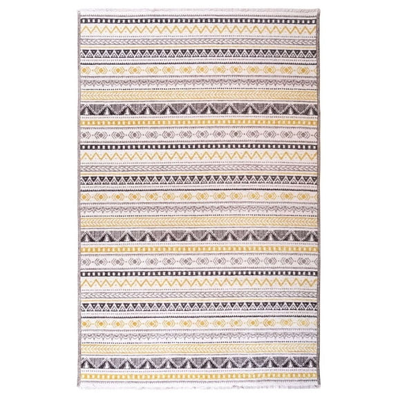 Alfa Rich 3x5 Yellow Black Area Rugs for Living Room Aztec Cotton Washable Pet Friendly Runner