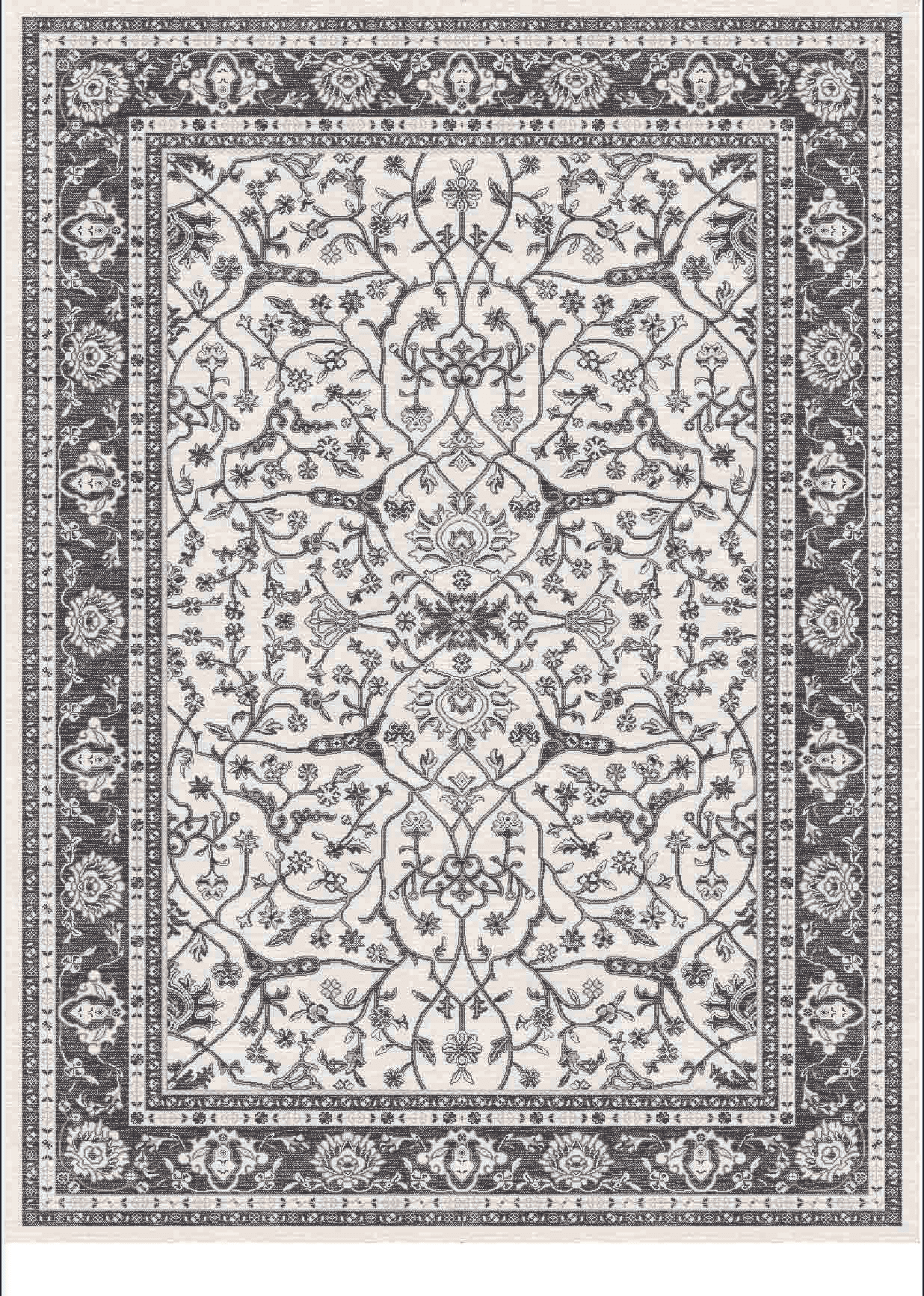 Alfa Rich 4x6 Area Rugs, UltraThin Oriental Cream Black Rug, NonSlip