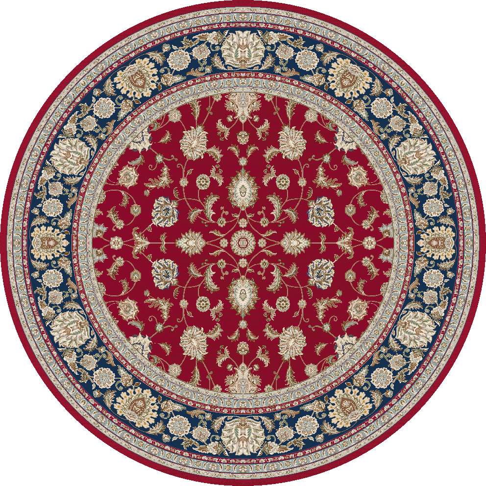 Alfa Rich 5x5 Area Rugs, UltraThin Oriental Blue and Red Rug, NonSlip
