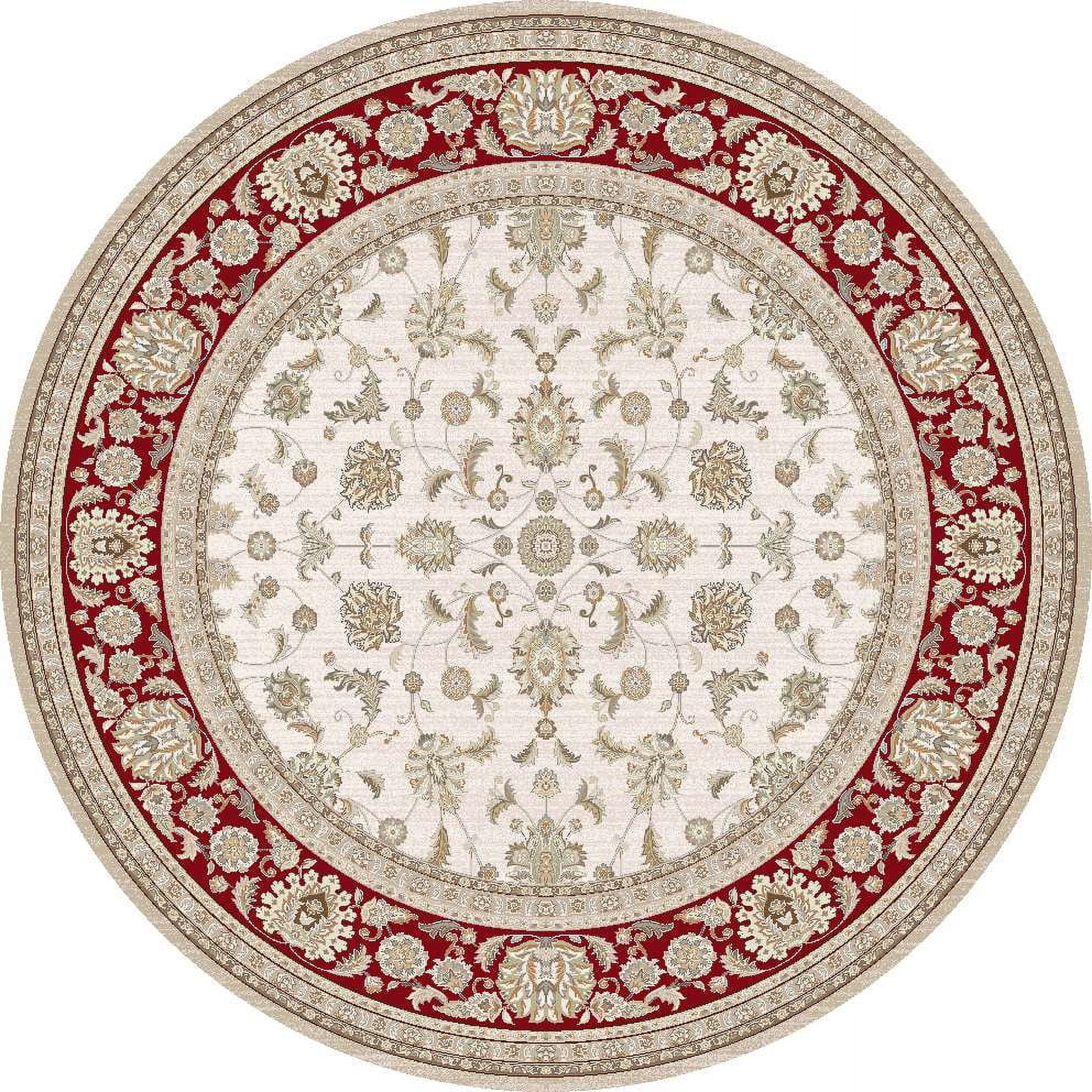 Alfa Rich 5x5 Area Rugs, Ultra-Thin Oriental Red Cream Rug, Non-Slip ...