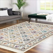 Alfa Rich 5x7 Area Rugs, Ultra-Thin, Boho, Multi Color Floral Rug, Non-Slip, Machine Washable, Easy Clean, Pet Friendly Rugs