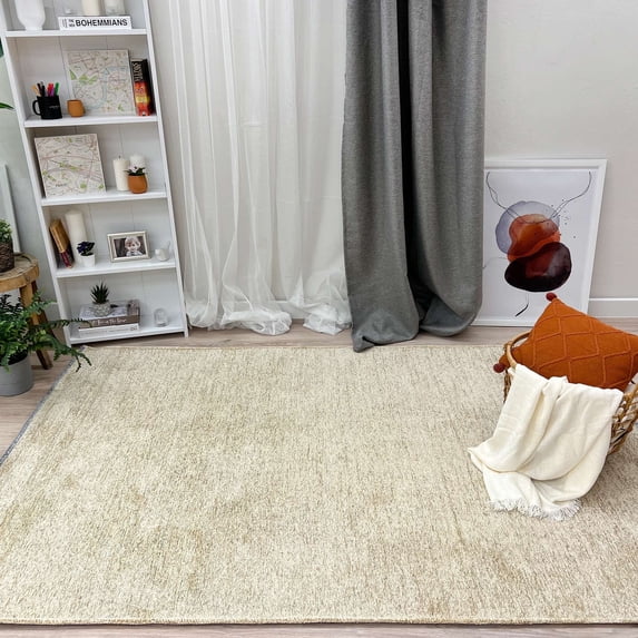Alfa Rich 7x10 Beige Area Rugs for Living Room Bedroom Kitchen Decor Cotton Washable Pet Friendly