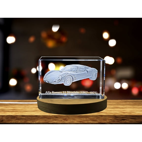 Alfa Romeo 33 Stradale (1967–1971) - A Work of Art Immortalized in 3D Engraved Crystal